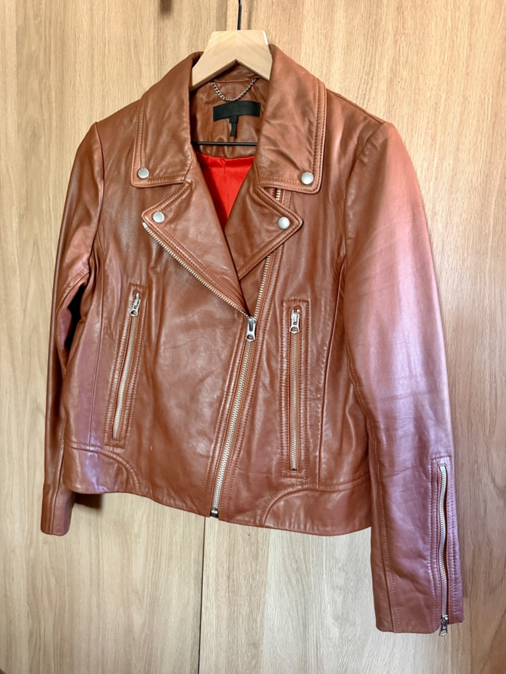 Rag & Bone Women's Brown Leather Moto Jacket - Classic Zip Front